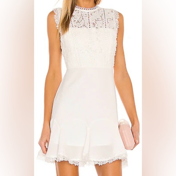 NWT Heartloom REVOLVE Size M Cammie Mini Dress White Lace Bride Minimalist - Picture 1 of 13